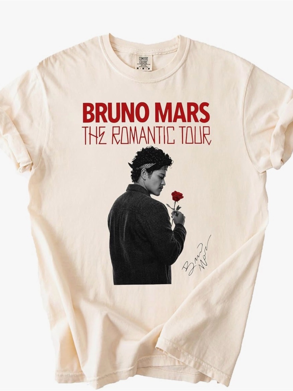 Bruno Mars The Romantic Tour Graphic T‑Shirt - Cream